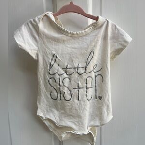 6M Off White and Silver Little Sister Girls Short Sleeve Onesie